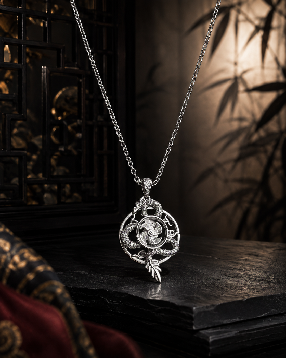 Dragon Fortune Wheel Necklace｜Silver