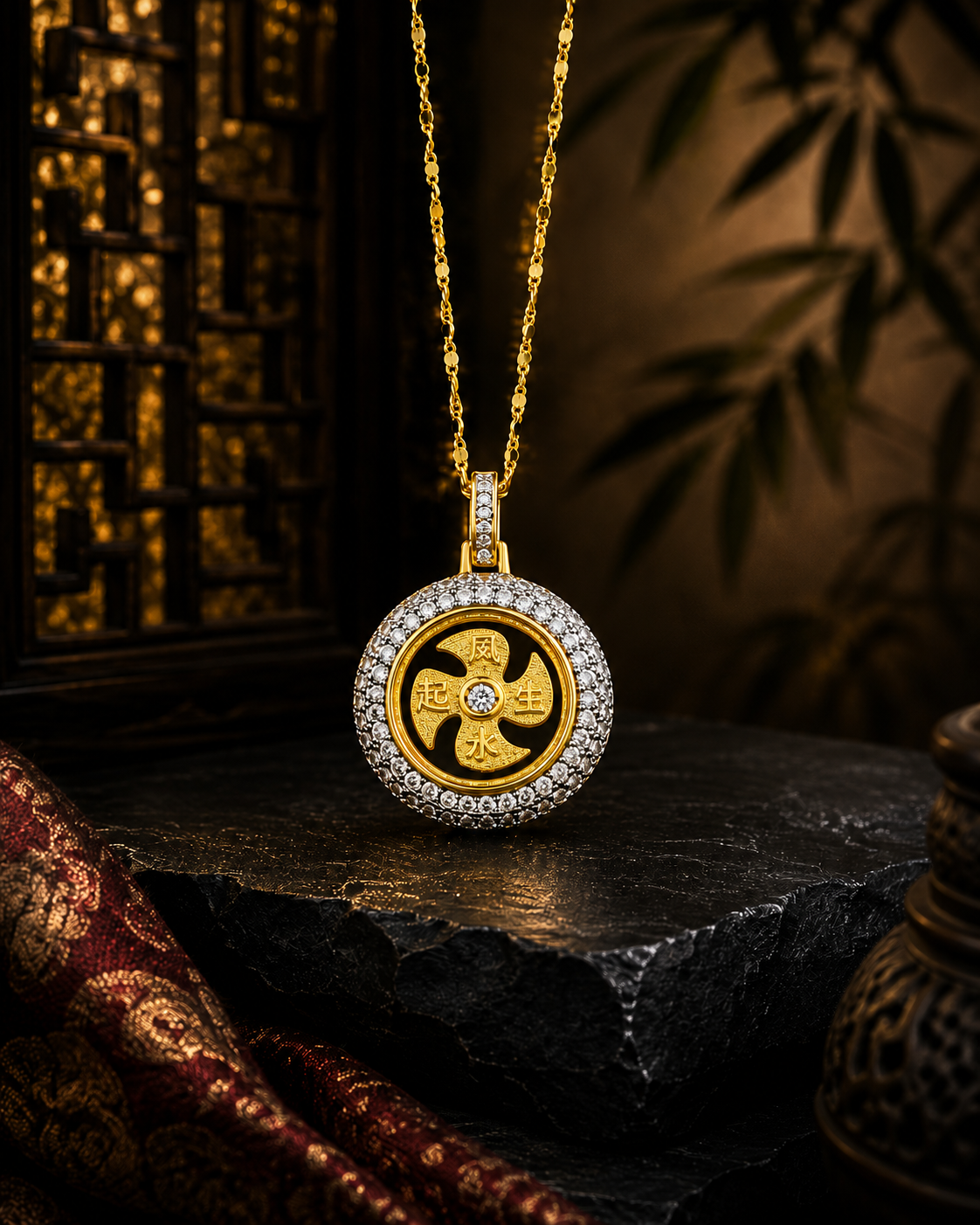 Che Kung Fortune Wheel Necklace｜Gold